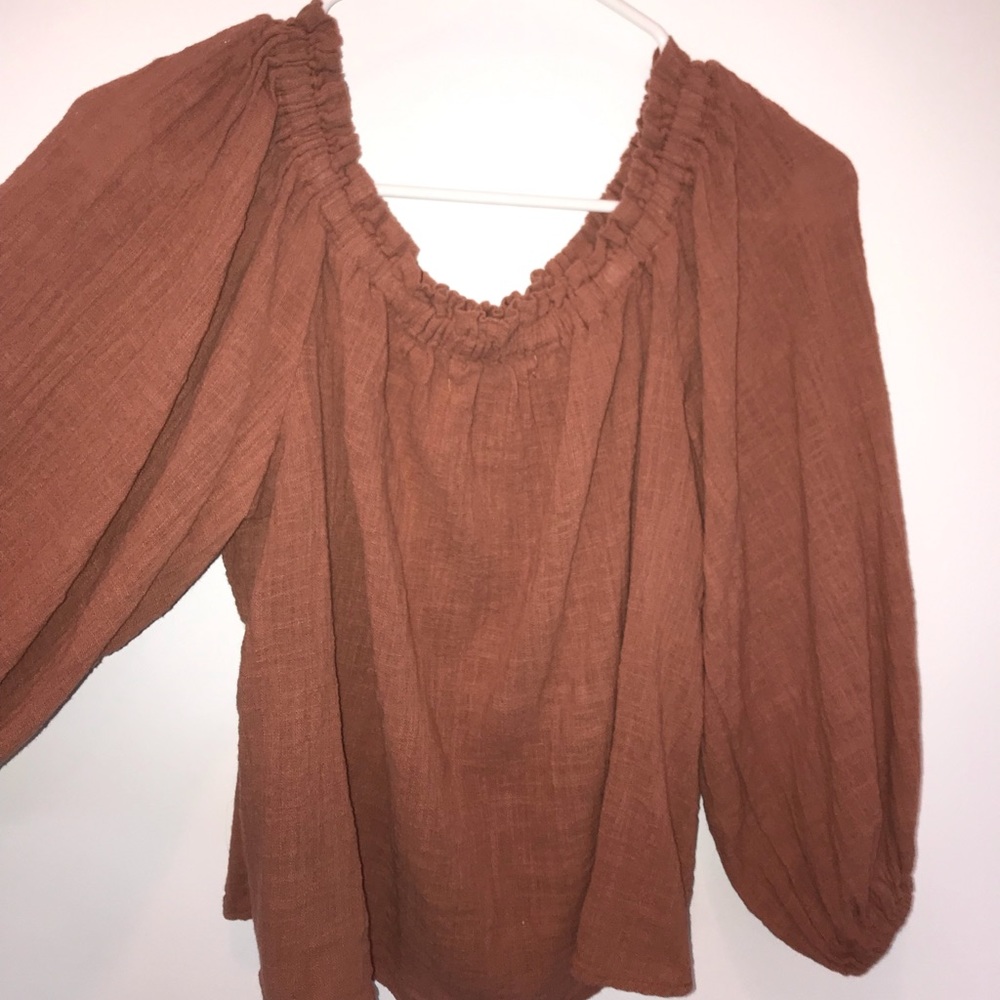 Rust off the shoulder top